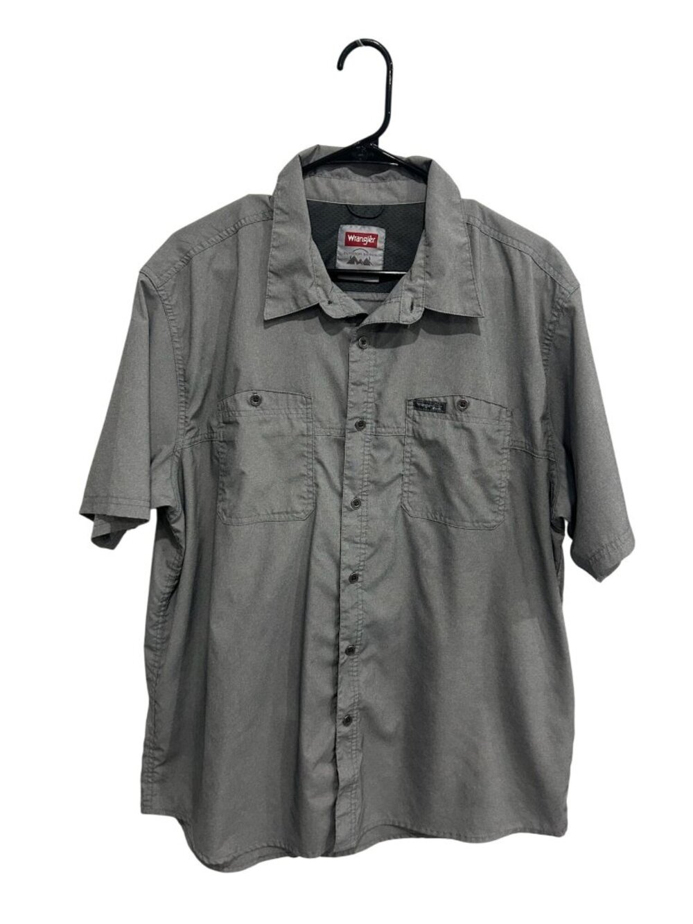 Wrangler Outdoor Series XL Mens Gray Short Sleeve Button Up Shirt Forestcore